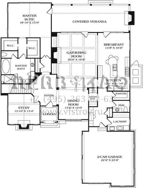 Проект двухэтажного дома с гаражом на две машины в стиле Готика S5-392 (3323-00628)