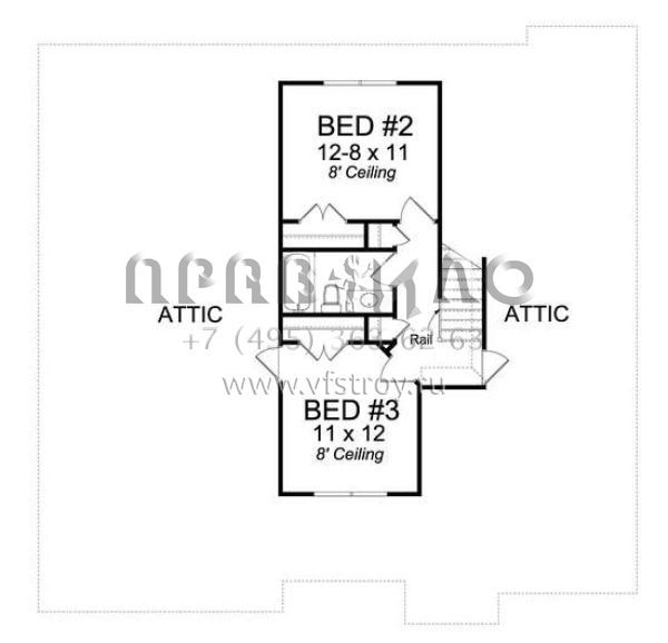 Проект двухэтажного дома с гаражом на две машины в стиле Ранчо S5-181 (4848-00308)