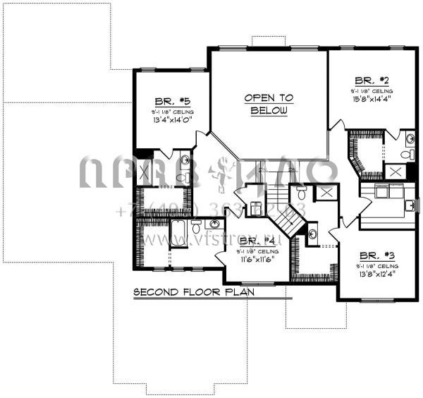 Проект двухэтажного дома с гаражом на три и более машин в стиле Райт S5-352 (1020-00079)