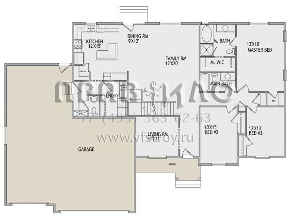 Проект одноэтажного дома с гаражом на три и более машин в американском стиле S5-211 (8768-00102)