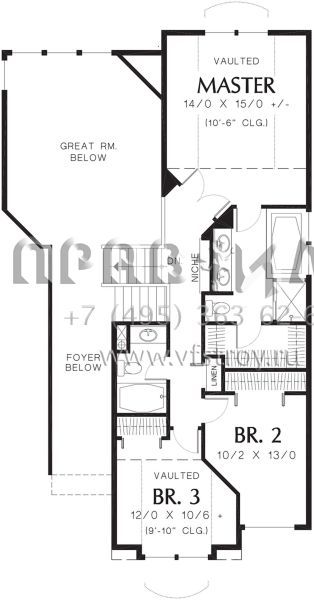 Проект двухэтажного дома с гаражом на три и более машин в стиле Ранчо S5-219 (2559-00619)