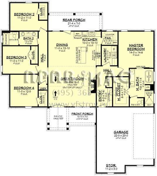 Проект одноэтажного дома с гаражом на две машины в современном стиле S5-185 (041-00225)