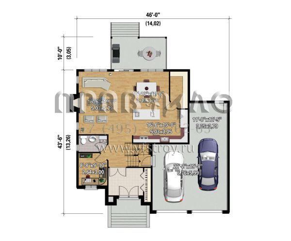 Проект двухэтажного дома с гаражом на две машины в английском стиле S5-226 (6146-00602)