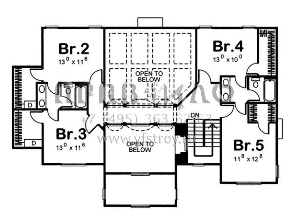 Проект двухэтажного дома с гаражом на три и более машин в английском стиле S5-286 (963-00084)