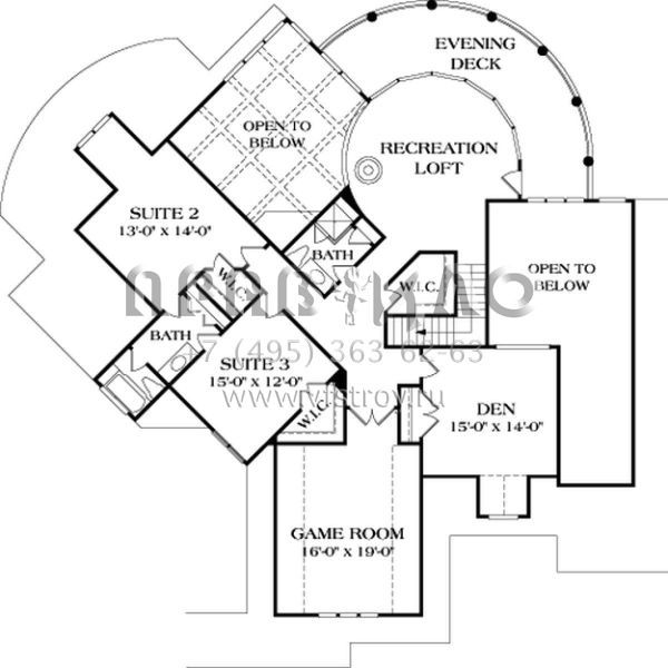 Проект двухэтажного дома с гаражом на три и более машин в стиле Ранчо S5-485 (3323-00475)