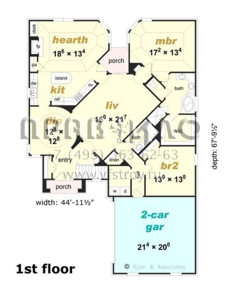 Проект двухэтажного дома с гаражом на две машины в английском стиле S5-210 (3367-00062)