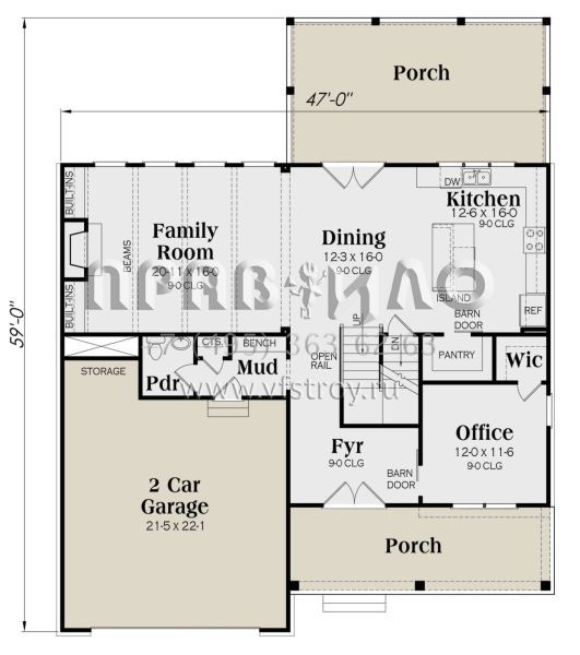 Проект двухэтажного дома с гаражом на две машины в современном стиле S5-269 (009-00304)