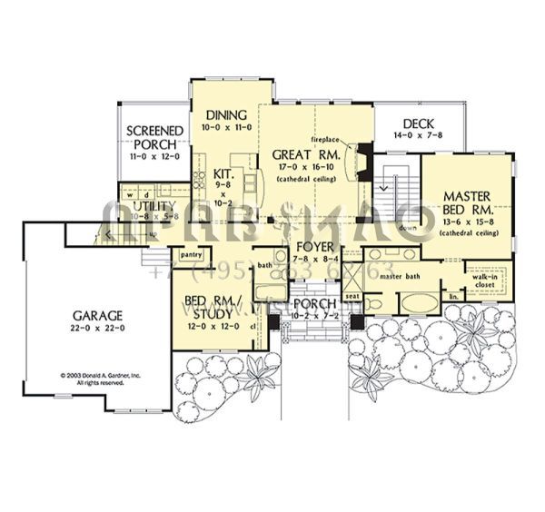 Проект одноэтажного дома с гаражом на две машины в американском стиле S5-224 (2865-00395)