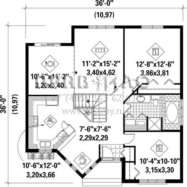 Проект одноэтажного дома без гаража в современном стиле S5-106 (6146-00160)