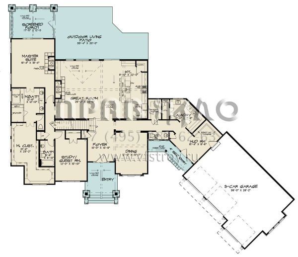 Проект двухэтажного дома с гаражом на три и более машин в американском стиле S5-385 (8318-00129)