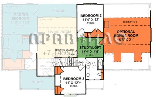 Проект двухэтажного дома с гаражом на три и более машин в стиле Ранчо S5-188 (4848-00208)