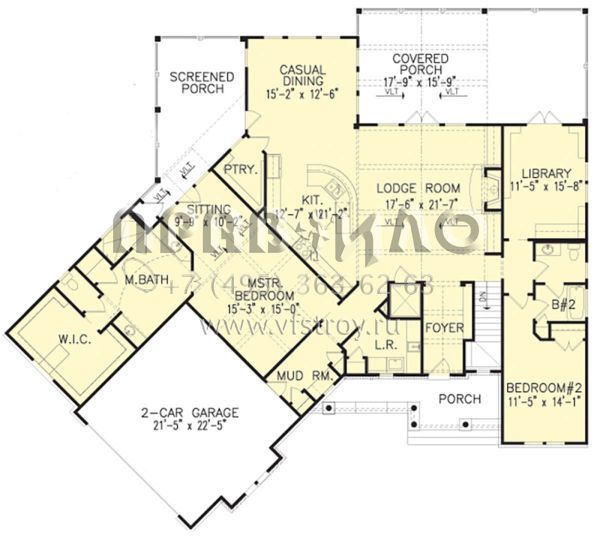 Проект одноэтажного дома с гаражом на две машины в американском стиле S5-239 (699-00159)
