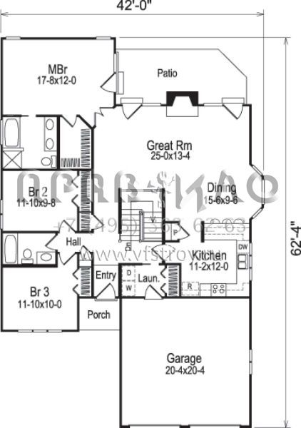 Проект одноэтажного дома с гаражом на две машины в современном стиле S5-141 (5633-00061)