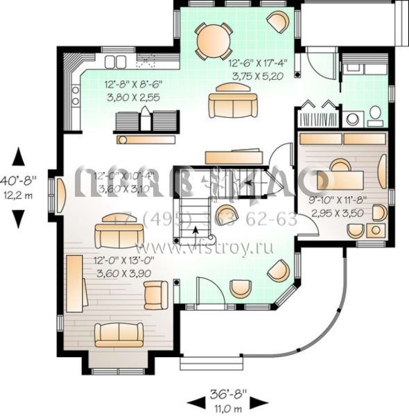Проект двухэтажного дома без гаража в английском стиле S5-201 (034-00919)