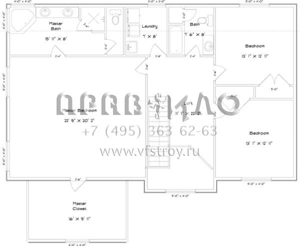 Проект двухэтажного дома с гаражом на две машины в стиле Ранчо S5-247 (2802-00025)