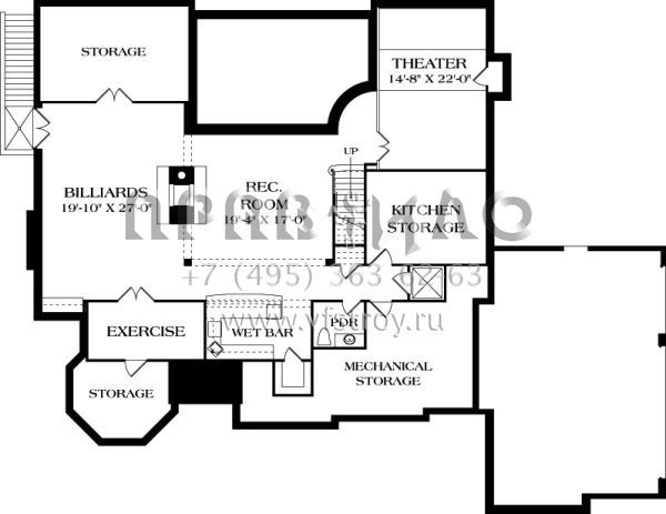 Проект двухэтажного дома с гаражом на три и более машин в стиле Ранчо S5-651 (3323-00645)