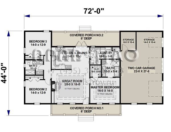 Проект одноэтажного дома с гаражом на две машины в современном стиле S5-150 (1776-00126)