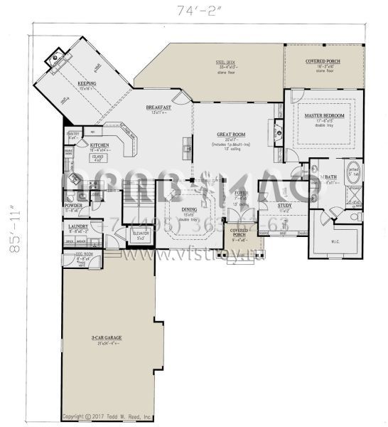 Проект одноэтажного дома с гаражом на три и более машин в стиле Ранчо S5-419 (286-00093)