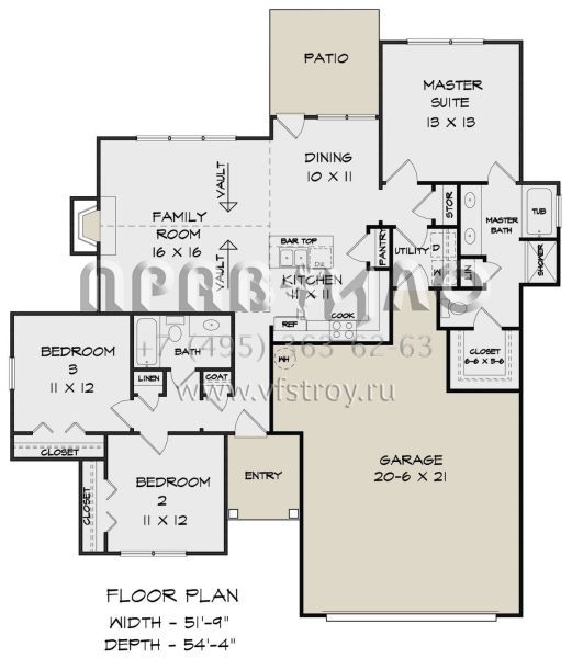 Проект одноэтажного дома с гаражом на две машины в американском стиле S5-127 (6082-00164)