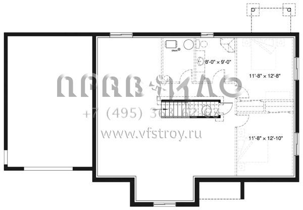Проект одноэтажного дома с гаражом на одну машину в современном стиле S5-125 (034-01231)