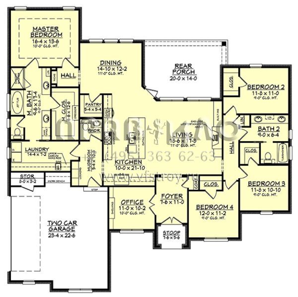 Проект одноэтажного дома с гаражом на две машины в английском стиле S5-233 (041-00147)
