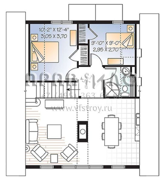 Проект двухэтажного дома без гаража в современном стиле S5-121 (034-01114)