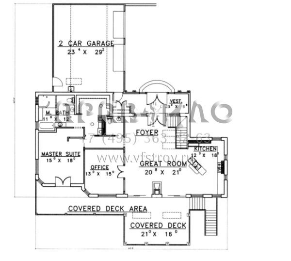 Проект одноэтажного дома с гаражом на две машины в стиле Ранчо S5-351 (039-00187)
