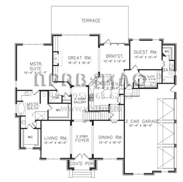 Проект двухэтажного дома с гаражом на три и более машин в английском стиле S5-382 (6819-00017)
