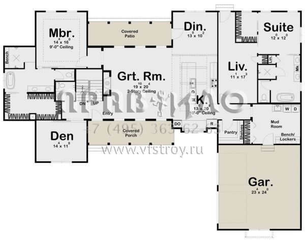Проект двухэтажного дома с гаражом на две машины в современном стиле S5-333 (963-00423)