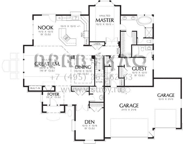 Проект двухэтажного дома с гаражом на три и более машин в английском стиле S5-260 (2559-00306)