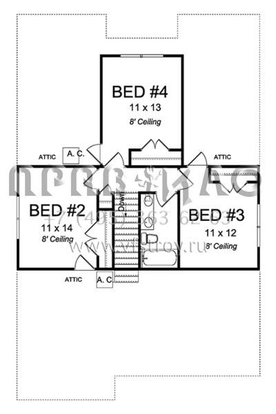 Проект двухэтажного дома с гаражом на две машины в американском стиле S5-201 (4848-00347)