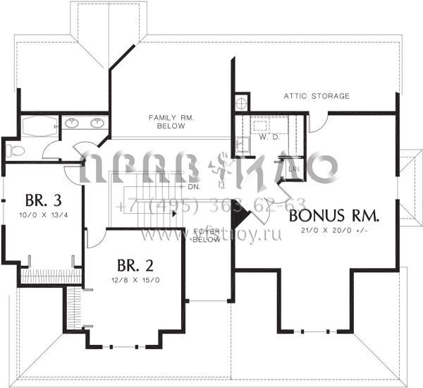 Проект двухэтажного дома с гаражом на две машины в стиле Ранчо S5-214 (2559-00479)