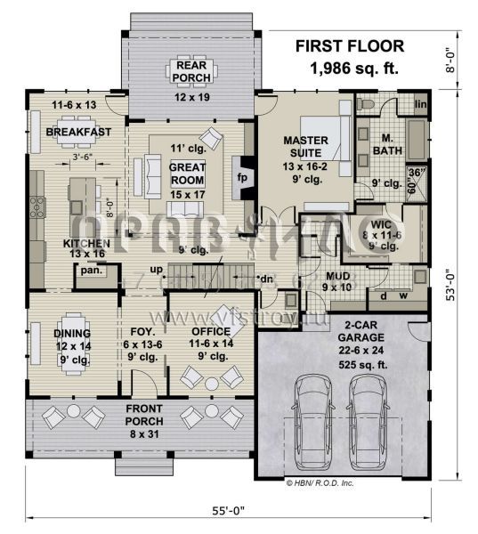 Проект двухэтажного дома с гаражом на две машины в современном стиле S5-374 (098-00397)