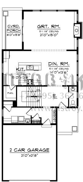 Проект двухэтажного дома с гаражом на две машины в американском стиле S5-222 (1020-00100)