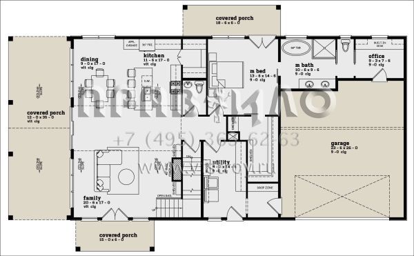 Проект двухэтажного дома с гаражом на две машины в стиле БарнХаус S5-219 (7174-00022)