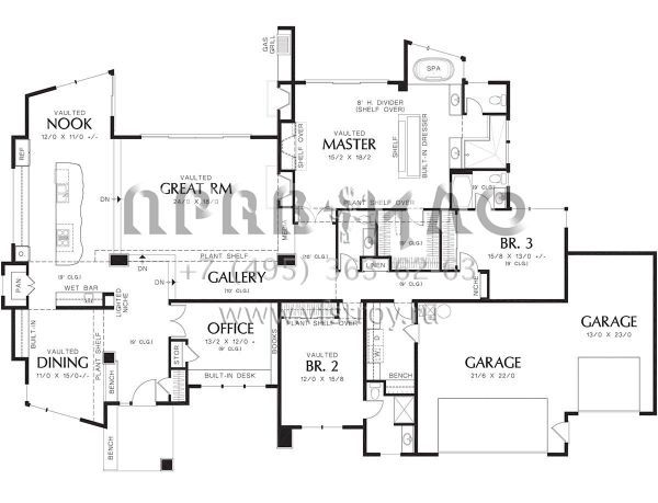 Проект одноэтажного дома с гаражом на три и более машин в современном стиле S5-306 (2559-00171)