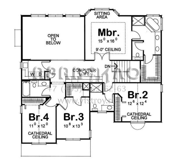 Проект двухэтажного дома с гаражом на две машины в стиле Ранчо S5-248 (402-01395)