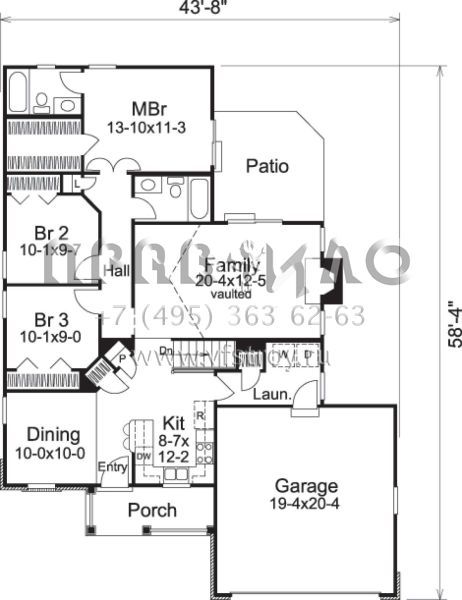 Проект одноэтажного дома с гаражом на две машины в стиле Ранчо S5-121 (5633-00135)