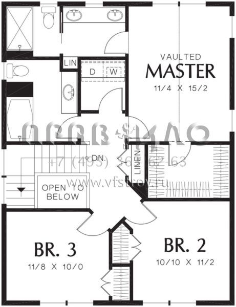 Проект двухэтажного дома с гаражом на одну машину в стиле Ранчо S5-158 (2559-00039)
