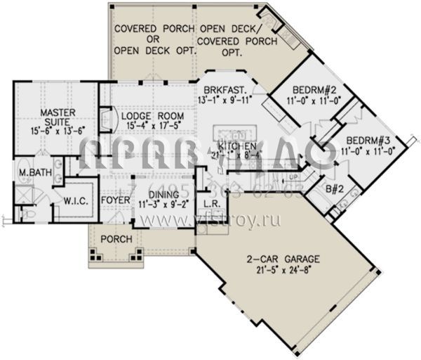 Проект одноэтажного дома с гаражом на две машины в стиле Шале S5-161 (699-00050)