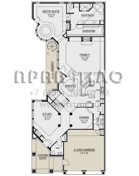 Проект двухэтажного дома с гаражом на две машины в современном стиле S5-487 (5445-00349)