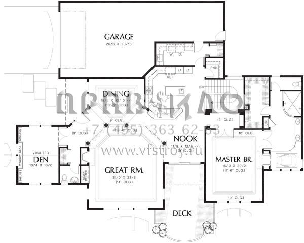Проект одноэтажного дома с гаражом на три и более машин в стиле Шале S5-404 (2559-00176)