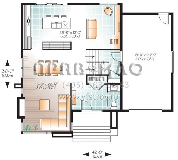 Проект двухэтажного дома с гаражом на одну машину в современном стиле S5-172 (034-01186)