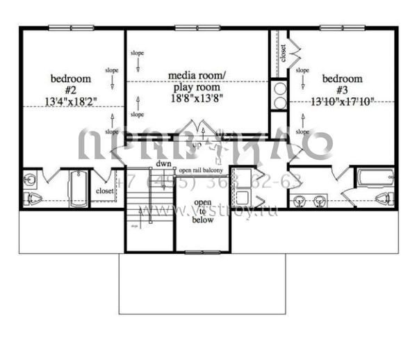 Проект двухэтажного дома с гаражом на две машины в стиле Ранчо S5-244 (957-00056)