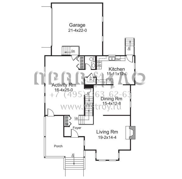 Проект двухэтажного дома с гаражом на две машины в английском стиле S5-246 (5633-00383)