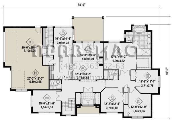 Проект одноэтажного дома с гаражом на три и более машин в английском стиле S5-244 (6146-00437)