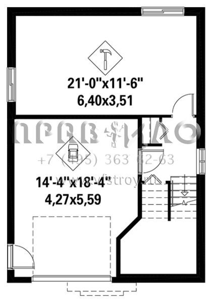 Проект двухэтажного дома с гаражом на одну машину S5-179 (6146-00240)