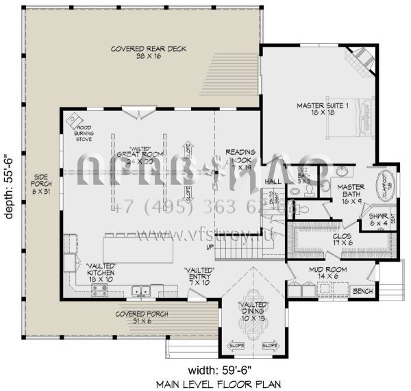 Проект двухэтажного дома с гаражом на две машины в стиле Ранчо S5-329 (940-00636)