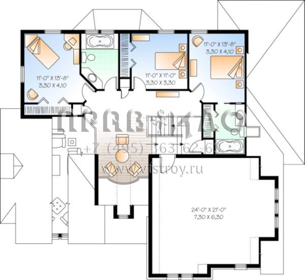Проект двухэтажного дома с гаражом на две машины в английском стиле S5-278 (034-00078)