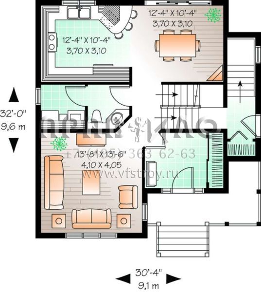 Проект двухэтажного дома без гаража в стиле Ранчо S5-134 (034-00476)